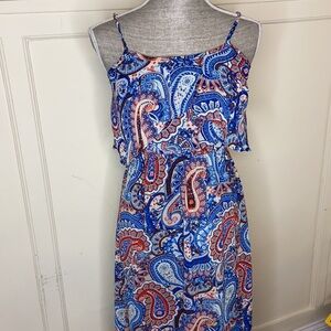 XHILARATION Orange & Blue Paisley Maxi Dress